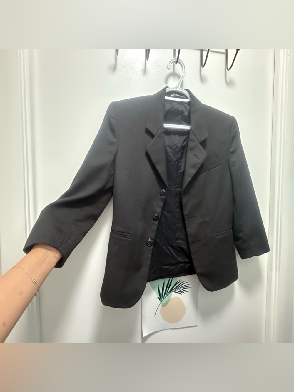 Vintage Perry Ellis Textured Charcoal Black Button Front Blazer Made in Canada
